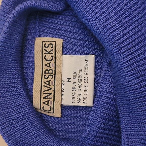 100% Vintage Spun Silk Canvasbacks Muted Medium Blue Luxurious Turtleneck EUC - Picture 4 of 10